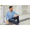 image:imageCOOFANDY Mens Long Sleeve Henley Shirts Cotton TShirts Casual Pullover Shirt Soft Stretch Basic Tees Fall TopsSapphire