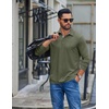 image:imageCOOFANDY Mens Long Sleeve Polo Shirt Casual Polo Tshirt Collared Golf ShirtArmy Green