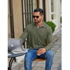 image:imageCOOFANDY Mens Long Sleeve Polo Shirt Casual Polo Tshirt Collared Golf ShirtArmy Green