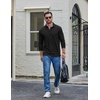 image:imageCOOFANDY Mens Long Sleeve Polo Shirt Casual Polo Tshirt Collared Golf ShirtBlack