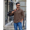 image:imageCOOFANDY Mens Long Sleeve Polo Shirt Casual Polo Tshirt Collared Golf ShirtBrown