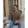 image:imageCOOFANDY Mens Long Sleeve Polo Shirt Casual Polo Tshirt Collared Golf ShirtBrown