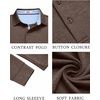 image:imageCOOFANDY Mens Long Sleeve Polo Shirt Casual Polo Tshirt Collared Golf ShirtBrown