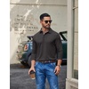 image:imageCOOFANDY Mens Long Sleeve Polo Shirt Casual Polo Tshirt Collared Golf ShirtDark Grey