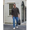 image:imageCOOFANDY Mens Long Sleeve Polo Shirt Casual Polo Tshirt Collared Golf ShirtDark Grey