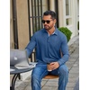 image:imageCOOFANDY Mens Long Sleeve Polo Shirt Casual Polo Tshirt Collared Golf ShirtDenim Blue