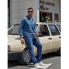image:imageCOOFANDY Mens Long Sleeve Polo Shirt Casual Polo Tshirt Collared Golf ShirtDenim Blue