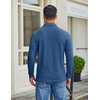 image:imageCOOFANDY Mens Long Sleeve Polo Shirt Casual Polo Tshirt Collared Golf ShirtDenim Blue
