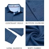 image:imageCOOFANDY Mens Long Sleeve Polo Shirt Casual Polo Tshirt Collared Golf ShirtDenim Blue