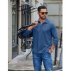 image:imageCOOFANDY Mens Long Sleeve Polo Shirt Casual Polo Tshirt Collared Golf ShirtDenim Blue