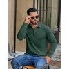 image:imageCOOFANDY Mens Long Sleeve Polo Shirt Casual Polo Tshirt Collared Golf ShirtGreen
