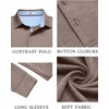 image:imageCOOFANDY Mens Long Sleeve Polo Shirt Casual Polo Tshirt Collared Golf ShirtKhaki