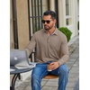 image:imageCOOFANDY Mens Long Sleeve Polo Shirt Casual Polo Tshirt Collared Golf ShirtKhaki