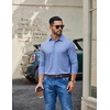 image:imageCOOFANDY Mens Long Sleeve Polo Shirt Casual Polo Tshirt Collared Golf ShirtLight Blue