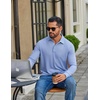 image:imageCOOFANDY Mens Long Sleeve Polo Shirt Casual Polo Tshirt Collared Golf ShirtLight Blue