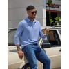 image:imageCOOFANDY Mens Long Sleeve Polo Shirt Casual Polo Tshirt Collared Golf ShirtLight Blue