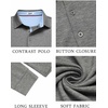 image:imageCOOFANDY Mens Long Sleeve Polo Shirt Casual Polo Tshirt Collared Golf ShirtLight Grey