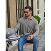 image:imageCOOFANDY Mens Long Sleeve Polo Shirt Casual Polo Tshirt Collared Golf ShirtLight Grey