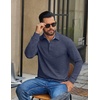 image:imageCOOFANDY Mens Long Sleeve Polo Shirt Casual Polo Tshirt Collared Golf ShirtNavy Blue