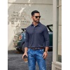 image:imageCOOFANDY Mens Long Sleeve Polo Shirt Casual Polo Tshirt Collared Golf ShirtNavy Blue