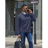 image:imageCOOFANDY Mens Long Sleeve Polo Shirt Casual Polo Tshirt Collared Golf ShirtNavy Blue