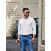 image:imageCOOFANDY Mens Long Sleeve Polo Shirt Casual Polo Tshirt Collared Golf ShirtWhite