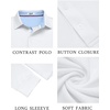image:imageCOOFANDY Mens Long Sleeve Polo Shirt Casual Polo Tshirt Collared Golf ShirtWhite