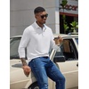image:imageCOOFANDY Mens Long Sleeve Polo Shirt Casual Polo Tshirt Collared Golf ShirtWhite