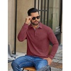 image:imageCOOFANDY Mens Long Sleeve Polo Shirt Casual Polo Tshirt Collared Golf ShirtWine Red