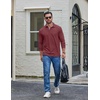 image:imageCOOFANDY Mens Long Sleeve Polo Shirt Casual Polo Tshirt Collared Golf ShirtWine Red