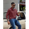 image:imageCOOFANDY Mens Long Sleeve Polo Shirt Casual Polo Tshirt Collared Golf ShirtWine Red