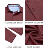 image:imageCOOFANDY Mens Long Sleeve Polo Shirt Casual Polo Tshirt Collared Golf ShirtWine Red