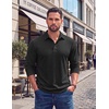 image:imageCOOFANDY Mens Long Sleeve Polo Shirts Casual Basic Lightweight Button TeeBlack