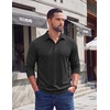 image:imageCOOFANDY Mens Long Sleeve Polo Shirts Casual Basic Lightweight Button TeeBlack