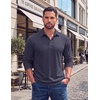 image:imageCOOFANDY Mens Long Sleeve Polo Shirts Casual Basic Lightweight Button TeeDark Blue