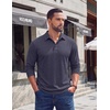 image:imageCOOFANDY Mens Long Sleeve Polo Shirts Casual Basic Lightweight Button TeeDark Blue