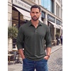 image:imageCOOFANDY Mens Long Sleeve Polo Shirts Casual Basic Lightweight Button TeeDark Heather Grey