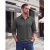 image:imageCOOFANDY Mens Long Sleeve Polo Shirts Casual Basic Lightweight Button TeeDark Heather Grey