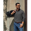 image:imageCOOFANDY Mens Long Sleeve Polo Shirts Casual Basic Lightweight Button TeeDark Heather Grey