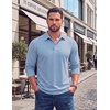 image:imageCOOFANDY Mens Long Sleeve Polo Shirts Casual Basic Lightweight Button TeeLight Blue