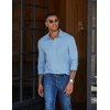 image:imageCOOFANDY Mens Long Sleeve Polo Shirts Casual Basic Lightweight Button TeeLight Blue
