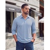 image:imageCOOFANDY Mens Long Sleeve Polo Shirts Casual Basic Lightweight Button TeeLight Blue
