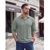 image:imageCOOFANDY Mens Long Sleeve Polo Shirts Casual Basic Lightweight Button TeeSage Green