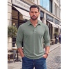 image:imageCOOFANDY Mens Long Sleeve Polo Shirts Casual Basic Lightweight Button TeeSage Green