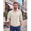 image:imageCOOFANDY Mens Long Sleeve Polo Shirts Casual Basic Lightweight Button TeeWhite