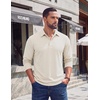 image:imageCOOFANDY Mens Long Sleeve Polo Shirts Casual Basic Lightweight Button TeeWhite