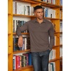 image:imageCOOFANDY Mens Long Sleeve Polo Shirts Classic Casual Button Polo TeeBrown