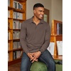 image:imageCOOFANDY Mens Long Sleeve Polo Shirts Classic Casual Button Polo TeeBrown