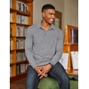 image:imageCOOFANDY Mens Long Sleeve Polo Shirts Classic Casual Button Polo TeeGrey