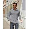 image:imageCOOFANDY Mens Long Sleeve Polo Shirts Classic Casual Button Polo TeeGrey